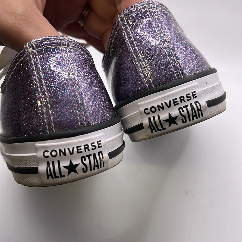 Converse Sneakers Shoes Moody Purple Glitter Kids Juniors Girls Size 3